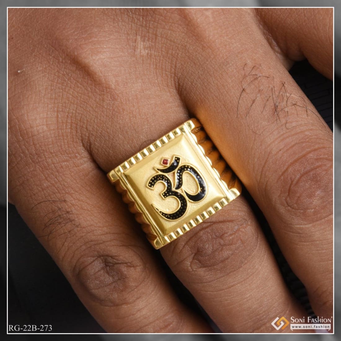 Spiritual Gold Om Ring for Men